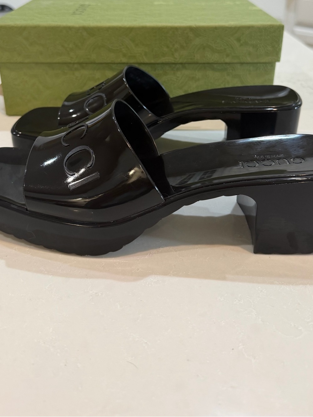 Gucci Black  Jelly Slide Sandals - Picture 3 of 5